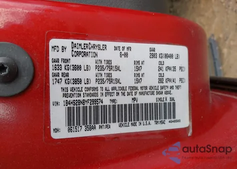 2000 Dodge Durango from USA, damaged, VIN 1B4HS28N8YF299574